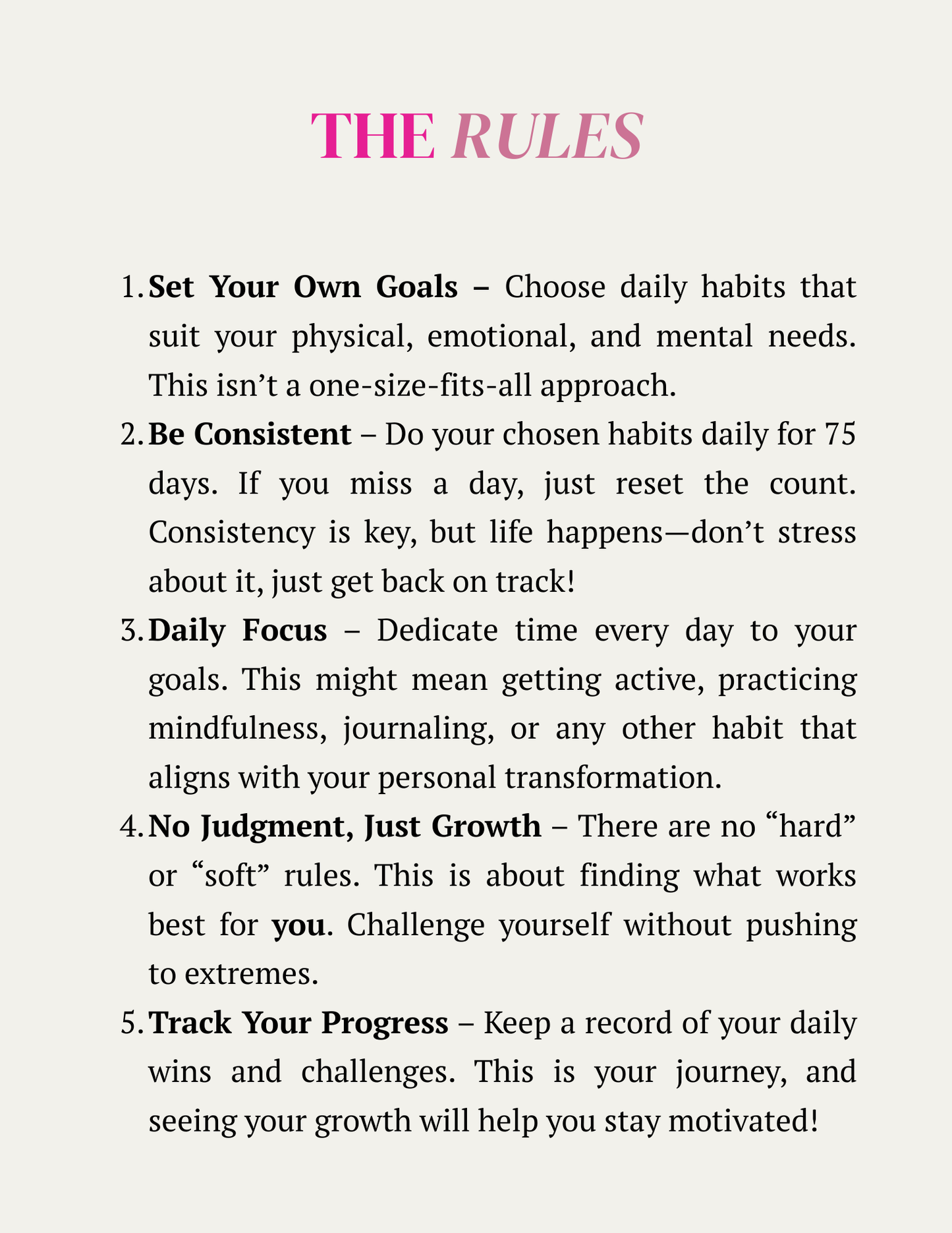 Seventy Five Reset Challenge